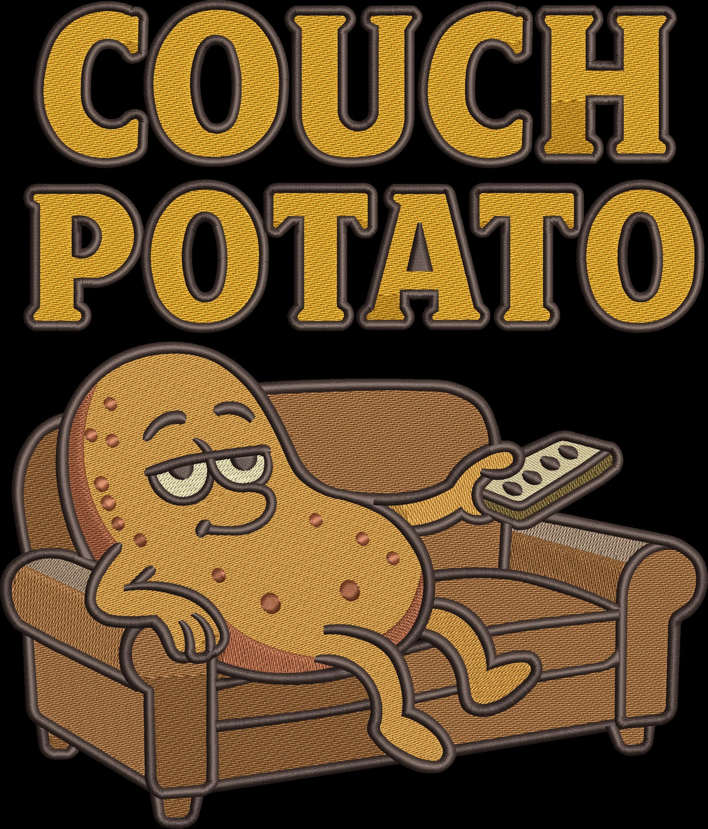 Couch Potato Embroidery Machine File – Full Color & Single Color