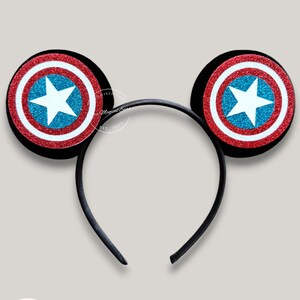 Superhero Mickey Ears Boys & Men, No Bow Disney inspired Headband, Spiderman Marvel Star Wars Avengers Inspired, Velvet / Sequin Mouse Ears Superhero Black