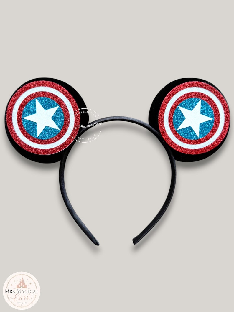 Superhero Mickey Ears Boys & Men, No Bow Disney inspired Headband, Spiderman Marvel Star Wars Avengers Inspired, Velvet / Sequin Mouse Ears Superhero Black
