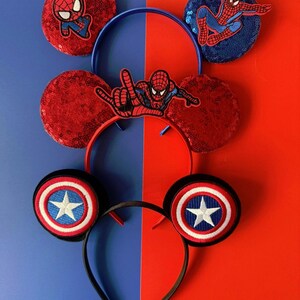 Superhero Mickey Ears Boys & Men, No Bow Disney inspired Headband, Spiderman Marvel Star Wars Avengers Inspired, Velvet / Sequin Mouse Ears image 15