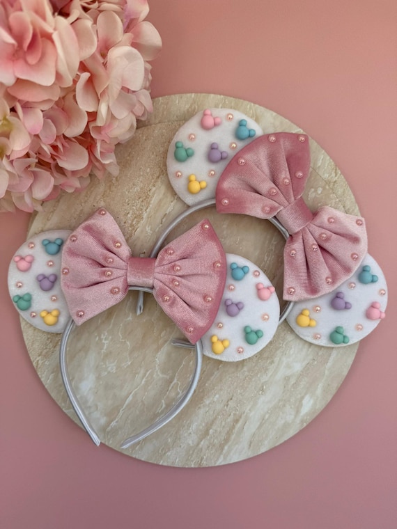 White Minnie Ears Headband | Disney Inspired Pastel Princess Ears | Soft Velour Mickey Ears | Disneyland Paris Outfit | Disney Adult Ears UK