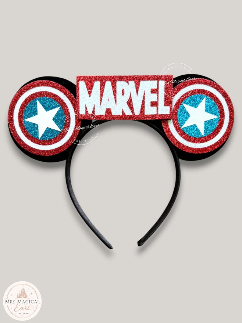 Superhero Mickey Ears Boys & Men, No Bow Disney inspired Headband, Spiderman Marvel Star Wars Avengers Inspired, Velvet / Sequin Mouse Ears Marvel Superhero