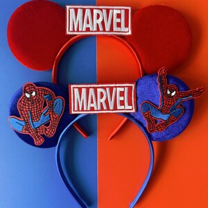 Superhero Mickey Ears Boys & Men, No Bow Disney inspired Headband, Spiderman Marvel Star Wars Avengers Inspired, Velvet / Sequin Mouse Ears image 14