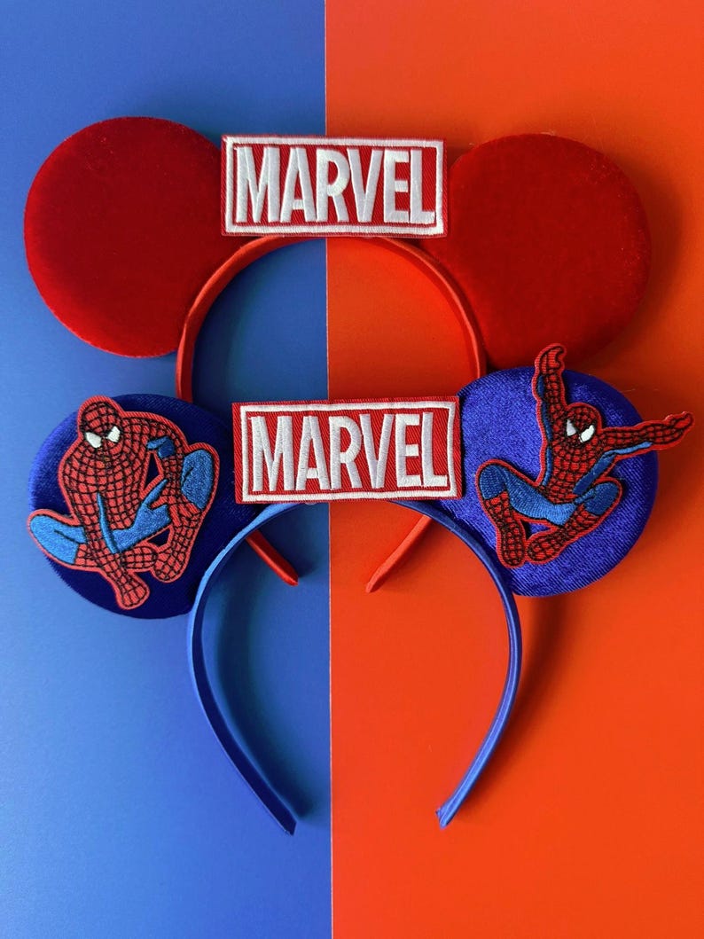 Superhero Mickey Ears Boys & Men, No Bow Disney inspired Headband, Spiderman Marvel Star Wars Avengers Inspired, Velvet / Sequin Mouse Ears image 14