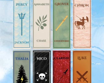 Percy Jackson Inspired 8 Bookmarks Set with Character Names