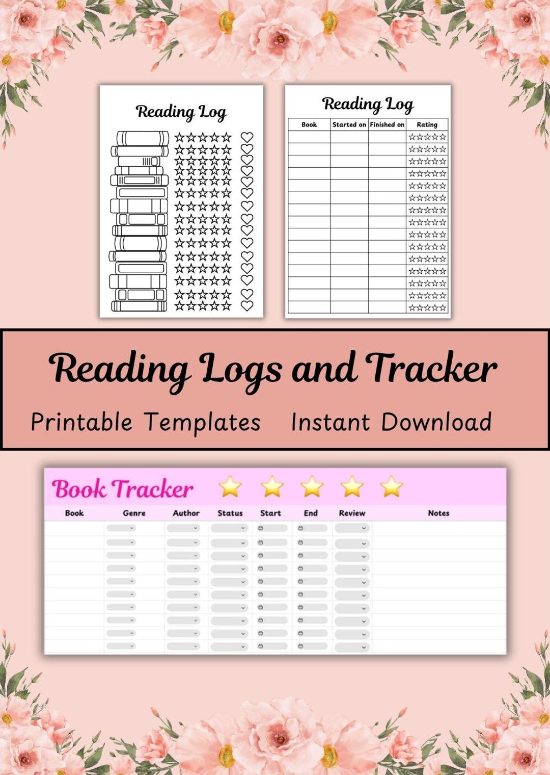 Printable Reading Log & Digital Book Tracker - Etsy