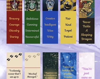 Harry Potter Inspired 10 Set Bookmarks Bundle Digital Download, Printable