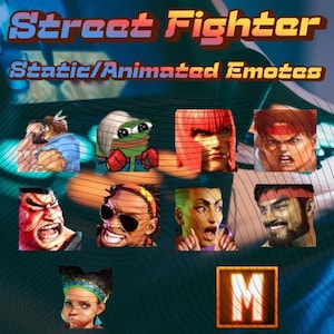 30 Street Fighter STATIC/ANIMATED Emotes Pack 112x112 - Twitch, Capcom, lofi, Retro, FGC