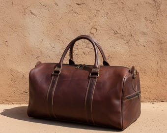 Large Moroccan Leather Travel Bag | Genuine Handmade Duffle for Men & Women