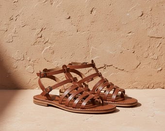 Handmade Leather Sandals for Women | Artisan Crafted in Morocco | Summer Flat Sandals with Adjustable Strap