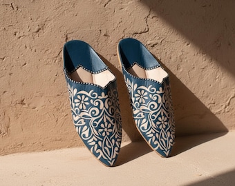 Zapatillas de cuero marroquí / Babuchas hechas a mano para mujer y hombre / Calzado de cuero suave para interior y exterior