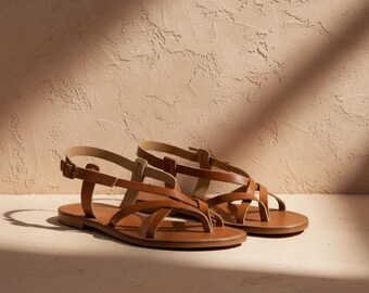 Handmade Leather Sandals for Women | Artisan Crafted in Morocco | Summer Flat Sandals with Adjustable Strap