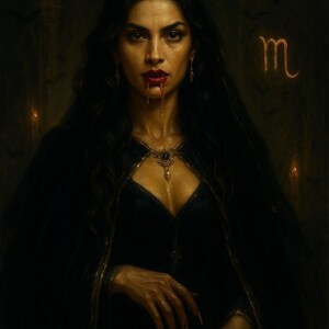 Skorpion Vampire Queen Print: Gothic Sternzeichen Wandkunst (Digitaler Download