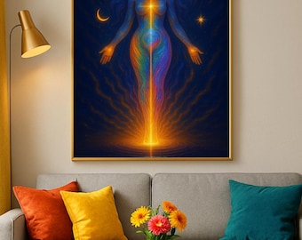 Kosmische Göttin Kunstdruck • Regenbogen Energiekörper (Digitaler Download)