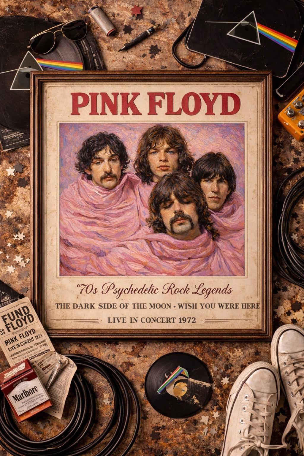 Pink Floyd Art Print • Van Gogh Style Psychedelic Rock Poster