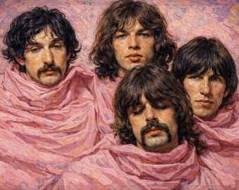 Impressão artística do Pink Floyd • Pôster de rock psicodélico no estilo Van Gogh (Download digital)