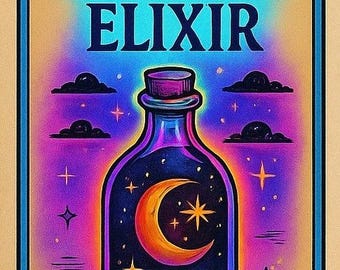Rótulo da Poção Elixir do Luar: Boticário Místico para impressão (download digital)