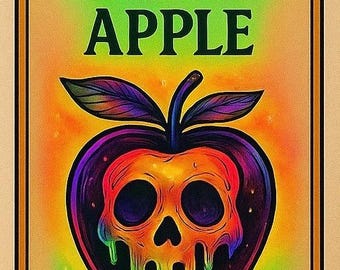 Poison Apple Potion Label Art | Vintage Halloween Poster (PNG & PDF)