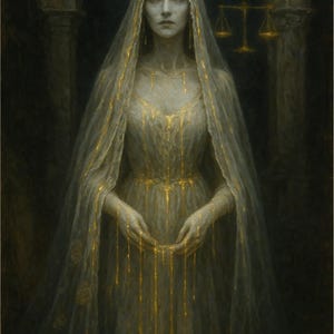 Gothic Phantom Bride of Libra Art Print: Golden Monster Zodiac (Digital Download)