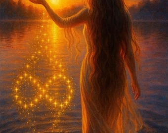 Celestial Divine Feminine Wall Art • Golden Sunset Goddess Print • Mystical Feminine Decor (Digital Download)