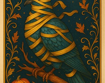 Página para colorir de múmia pomba de Halloween: arte para impressão de pássaro assustador (download digital)