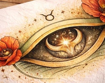 Decoração Astrológica do Terceiro Olho, Signo de Terra | Arte Botânica de Touro | Download de Presente de Aniversário para Touro
