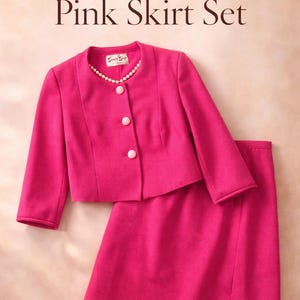 Vintage 1960s Pink Skirt Suit Set | Cropped Jacket, High Waist Skirt | Mod Jackie O Style