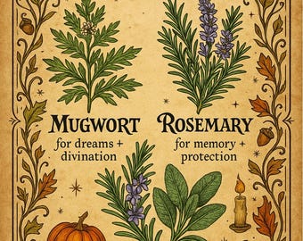 Witch’s Herb Guide Bundle | Witchcraft Kitchen Wall Art | Botanical Magic Prints (Digital Download)