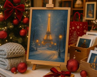 Snowy Eiffel Tower Print – Winter in Paris Holiday Decor (Digital Download)