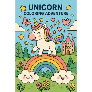 Unicorn Coloring Book for Kids – 32 Printable Pages | Cute & Easy Unicorns, Rainbows, Fantasy PDF