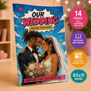 Custom Comic Book, Fully Personalized Story & Illustrations, 14-Page Printed Gift | Anniversary Gift for Couples, Comic Based on Your Photos