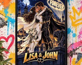 Custom Comic Book Couples Superhero Portrait Birthday Or Anniversary Gift For Him Cartoon Portrait Boyfriend Birthday Gifts For Husband