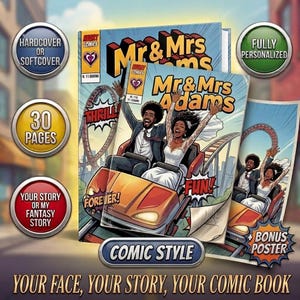 Custom Comic Book, Fully Personalized Story & Illustrations, 30-Page Printed Gift | Anniversary Gift for Couples, Comic Based on Your Photos