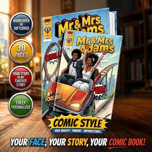 Custom Comic Book, Fully Personalized Story & Illustrations, 30-Page Printed Gift | Anniversary Gift for Couples, Comic Based on Your Photos