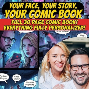 Custom Comic Book, Fully Personalized Story & Illustrations, 30-Page Printed Gift | Anniversary Gift for Couples, Comic Based on Your Photos