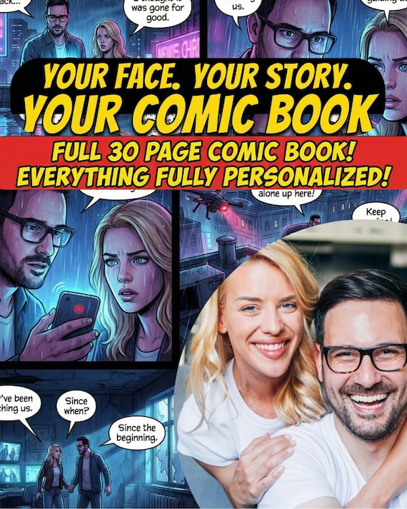 Custom Comic Book, Fully Personalized Story & Illustrations, 30-Page Printed Gift | Anniversary Gift for Couples, Comic Based on Your Photos
