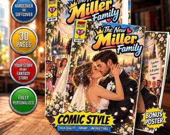 Wedding comic book custom, Fully Personalized Story & Illustrations, Anniversary Gift for Couples, Christmas gift