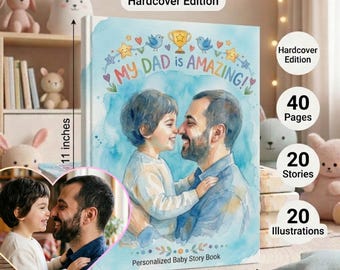 Regalo per la Festa del Papà da parte del figlio/della figlia / Libro di storie personalizzato per papà / Libro personalizzato per bambini per papà / Libro "Papà e figlio/a" / Regalo illustrato ad acquerello