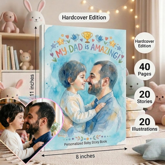 Father’s Day Gift from Child | Personalized Dad Story Book | Custom Kids Book for Dad | Daddy and Me Book | Watercolor Illustrated Gift