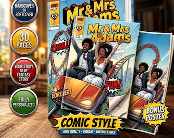 Custom Comic Book, Fully Personalized Story & Illustrations, 30-Page Printed Gift | Anniversary Gift for Couples, Comic Based on Your Photos