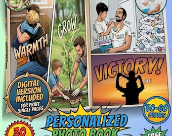 Primo fumetto per la festa del papà da una foto - Regalo a fumetti personalizzato per papà - Fumetto illustrato dalle tue foto, regalo per papà