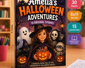 Custom Halloween Book Kids Name and Photo | Personalized Storybook Gift | Unique Halloween Present | Illustrated Adventure