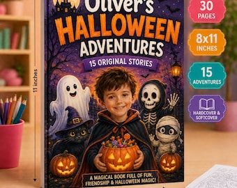 Personalized Halloween Book for Kids | Custom Name & Face Story | Magical Illustrated Gift | Hardcover or Softcover 30 Pages
