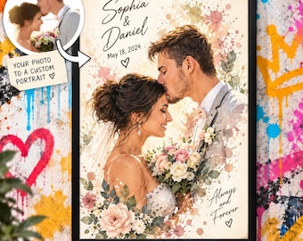 Wedding Gifts for Couple, Custom Wedding Gift for Him | Couple Portrait Painting From Photo | Personalized Wedding Gifts, Wedding Portrait