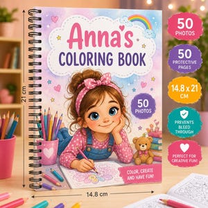 Custom coloring book from photo / Birthday gift / Personalized gift for mom / Unique kids coloring book