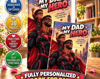 Dad’s Birthday Book from Baby | Personalised Daddy Story Book | Custom Superhero Gift for Dad from Child