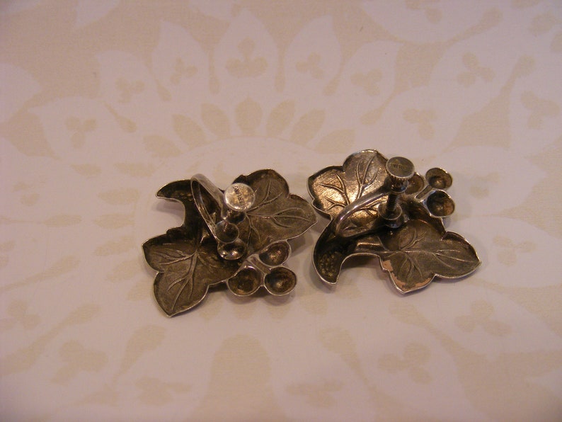 Sterling Grape Cluster Screw Back Earrings image 6