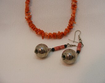 Spiny Oyster, Mexican Silver Ball Earrings and Red Coral Chip Choker