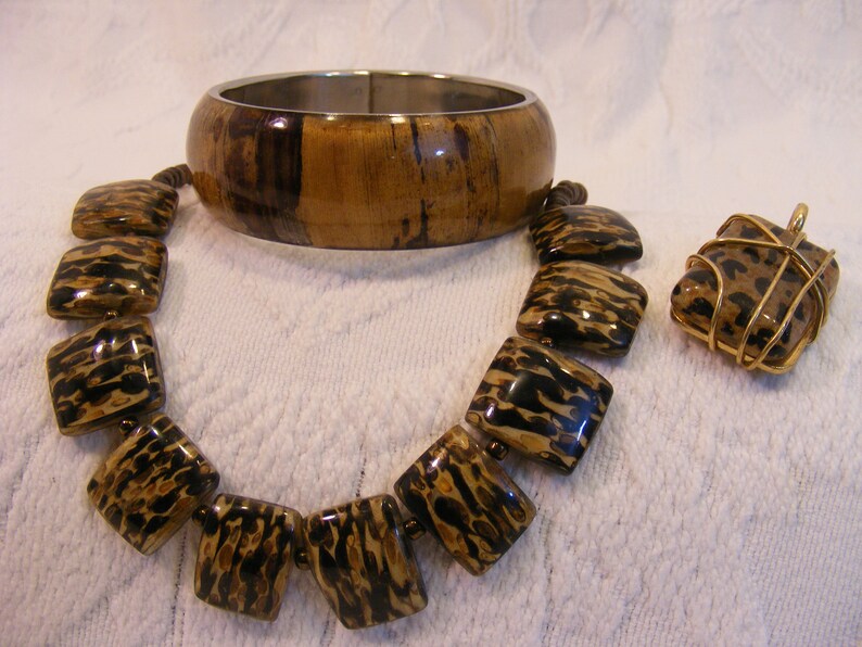 Curated Collection Tropical Woodgrain Bangle, Necklace, Pendant image 1