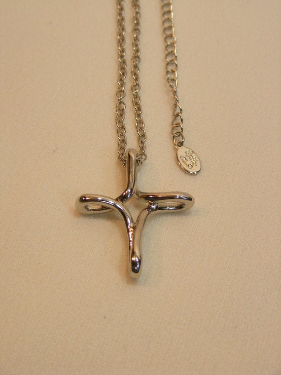 Cookie Lee Silver Modernist Cross Necklace - image 4